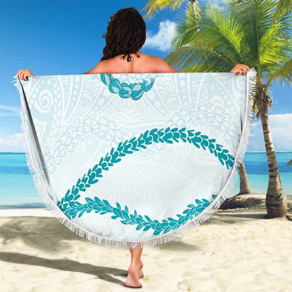 Aloha Lei Mikioi Beach Blanket Teal Polynesian Tribal Tatau Pattern