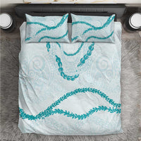 Aloha Lei Mikioi Bedding Set Teal Polynesian Tribal Tatau Pattern