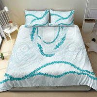 Aloha Lei Mikioi Bedding Set Teal Polynesian Tribal Tatau Pattern