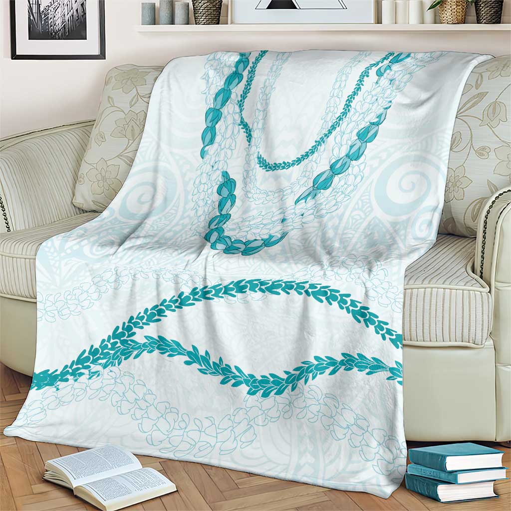 Aloha Lei Mikioi Blanket Teal Polynesian Tribal Tatau Pattern