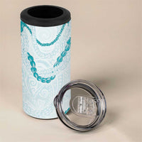 Aloha Lei Mikioi 4 in 1 Can Cooler Tumbler Teal Polynesian Tribal Tatau Pattern