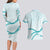 Aloha Lei Mikioi Couples Matching Long Sleeve Bodycon Dress and Hawaiian Shirt Teal Polynesian Tribal Tatau Pattern