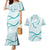 Aloha Lei Mikioi Couples Matching Mermaid Dress and Hawaiian Shirt Teal Polynesian Tribal Tatau Pattern