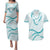 Aloha Lei Mikioi Couples Matching Puletasi and Hawaiian Shirt Teal Polynesian Tribal Tatau Pattern