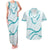 Aloha Lei Mikioi Couples Matching Tank Maxi Dress and Hawaiian Shirt Teal Polynesian Tribal Tatau Pattern
