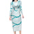 Aloha Lei Mikioi Family Matching Long Sleeve Bodycon Dress and Hawaiian Shirt Teal Polynesian Tribal Tatau Pattern