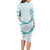 Aloha Lei Mikioi Family Matching Long Sleeve Bodycon Dress and Hawaiian Shirt Teal Polynesian Tribal Tatau Pattern