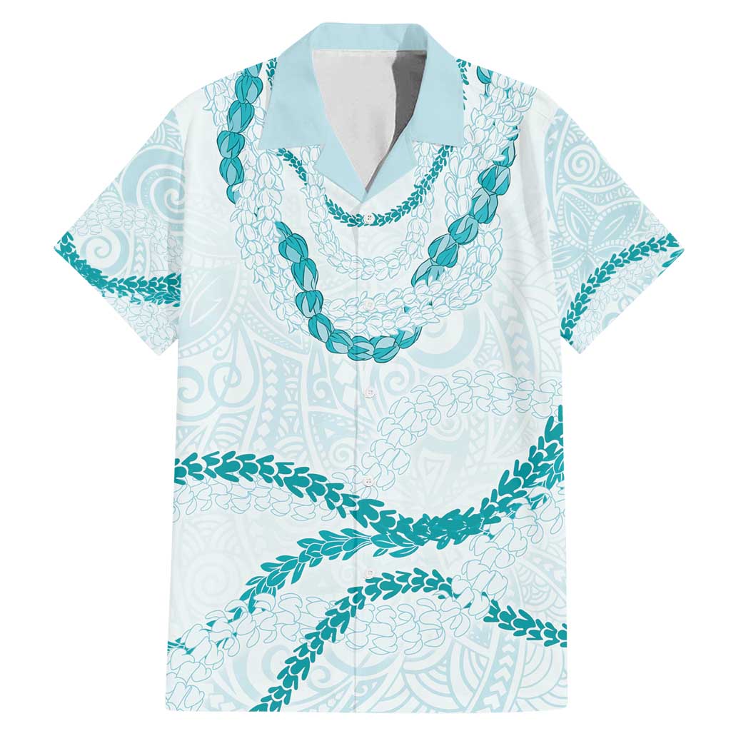 Aloha Lei Mikioi Family Matching Mermaid Dress and Hawaiian Shirt Teal Polynesian Tribal Tatau Pattern