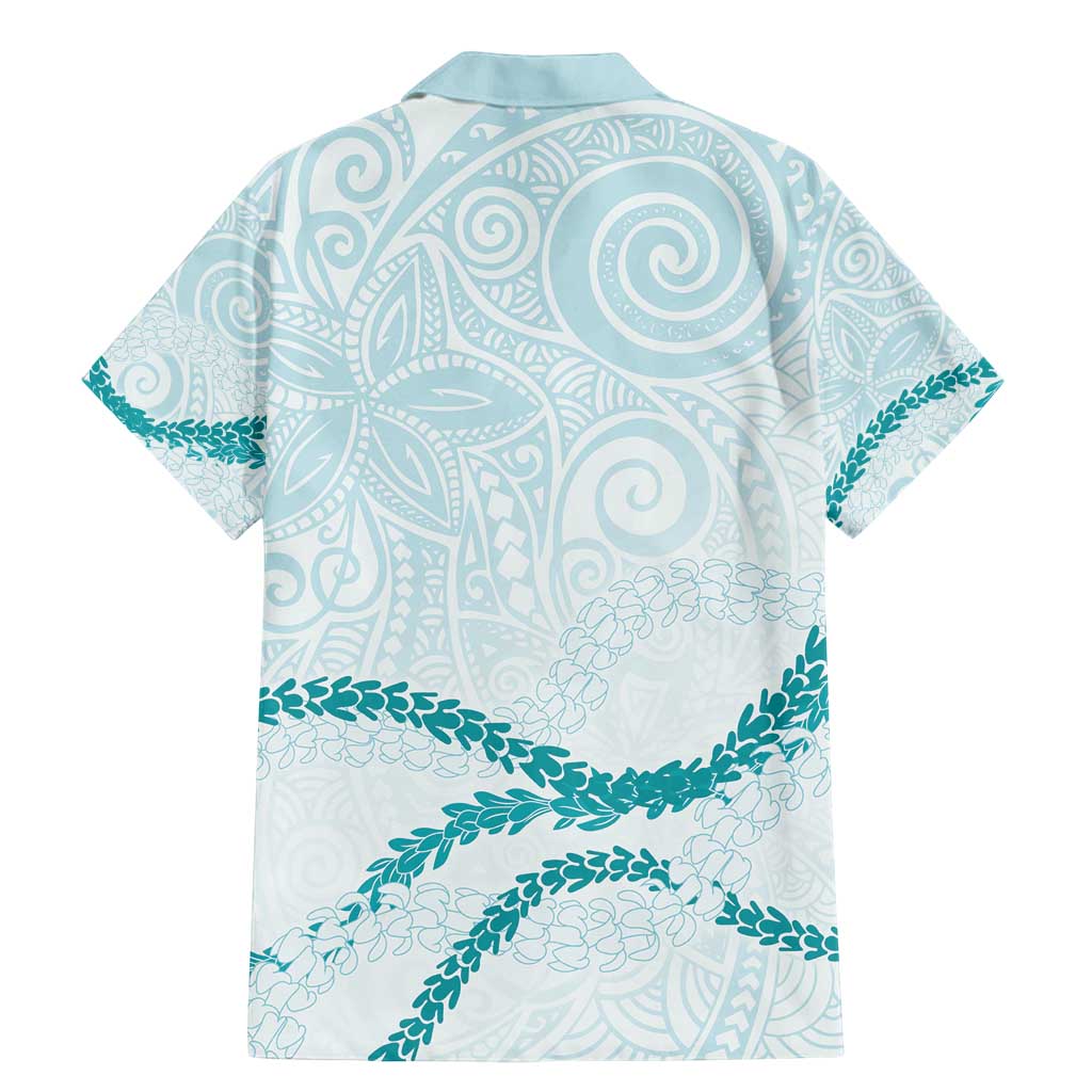 Aloha Lei Mikioi Family Matching Mermaid Dress and Hawaiian Shirt Teal Polynesian Tribal Tatau Pattern