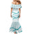 Aloha Lei Mikioi Family Matching Mermaid Dress and Hawaiian Shirt Teal Polynesian Tribal Tatau Pattern