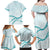 Aloha Lei Mikioi Family Matching Off Shoulder Maxi Dress and Hawaiian Shirt Teal Polynesian Tribal Tatau Pattern