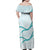 Aloha Lei Mikioi Family Matching Off Shoulder Maxi Dress and Hawaiian Shirt Teal Polynesian Tribal Tatau Pattern