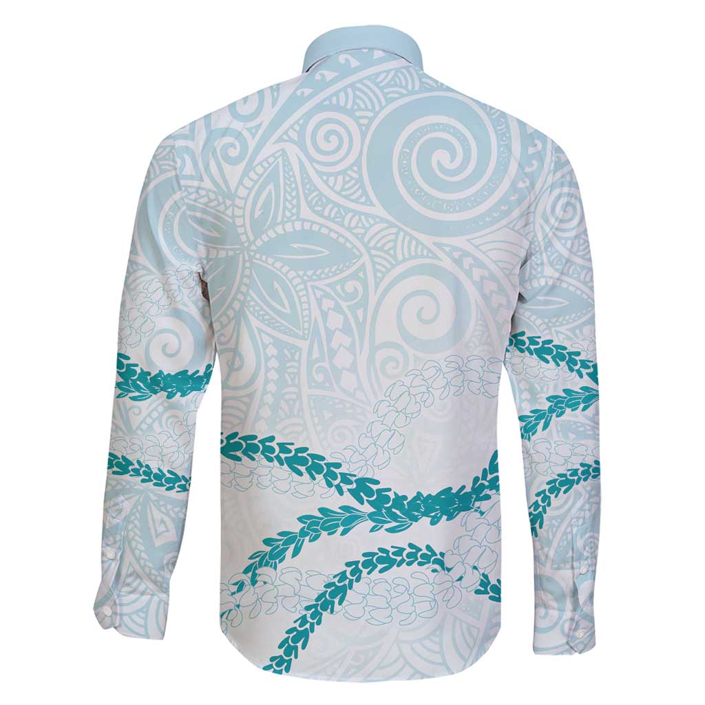 Aloha Lei Mikioi Family Matching Off Shoulder Short Dress and Hawaiian Shirt Teal Polynesian Tribal Tatau Pattern