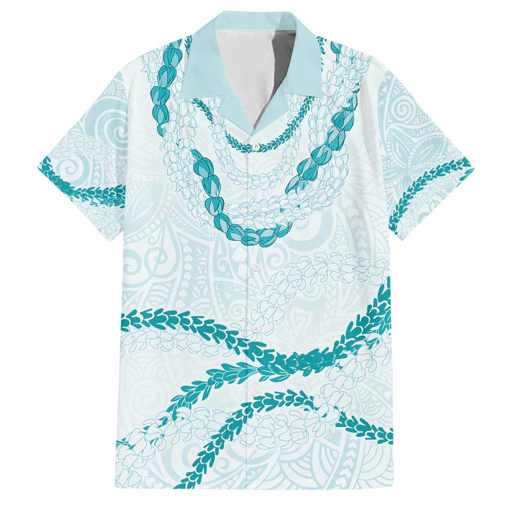 Aloha Lei Mikioi Family Matching Puletasi and Hawaiian Shirt Teal Polynesian Tribal Tatau Pattern
