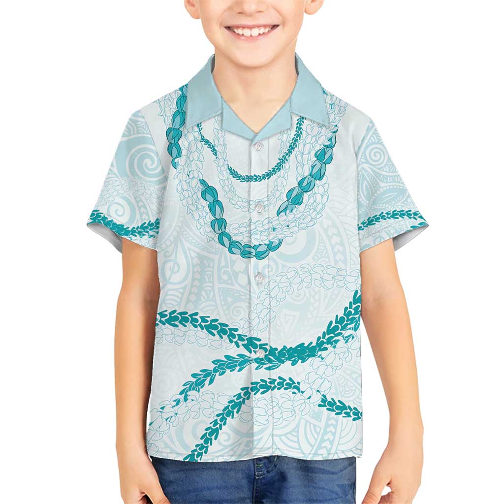 Aloha Lei Mikioi Family Matching Puletasi and Hawaiian Shirt Teal Polynesian Tribal Tatau Pattern
