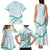 Aloha Lei Mikioi Family Matching Tank Maxi Dress and Hawaiian Shirt Teal Polynesian Tribal Tatau Pattern