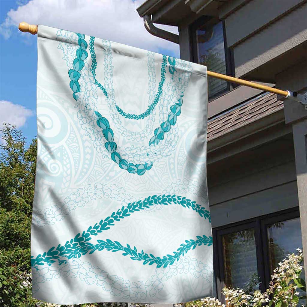 Aloha Lei Mikioi Garden Flag Teal Polynesian Tribal Tatau Pattern