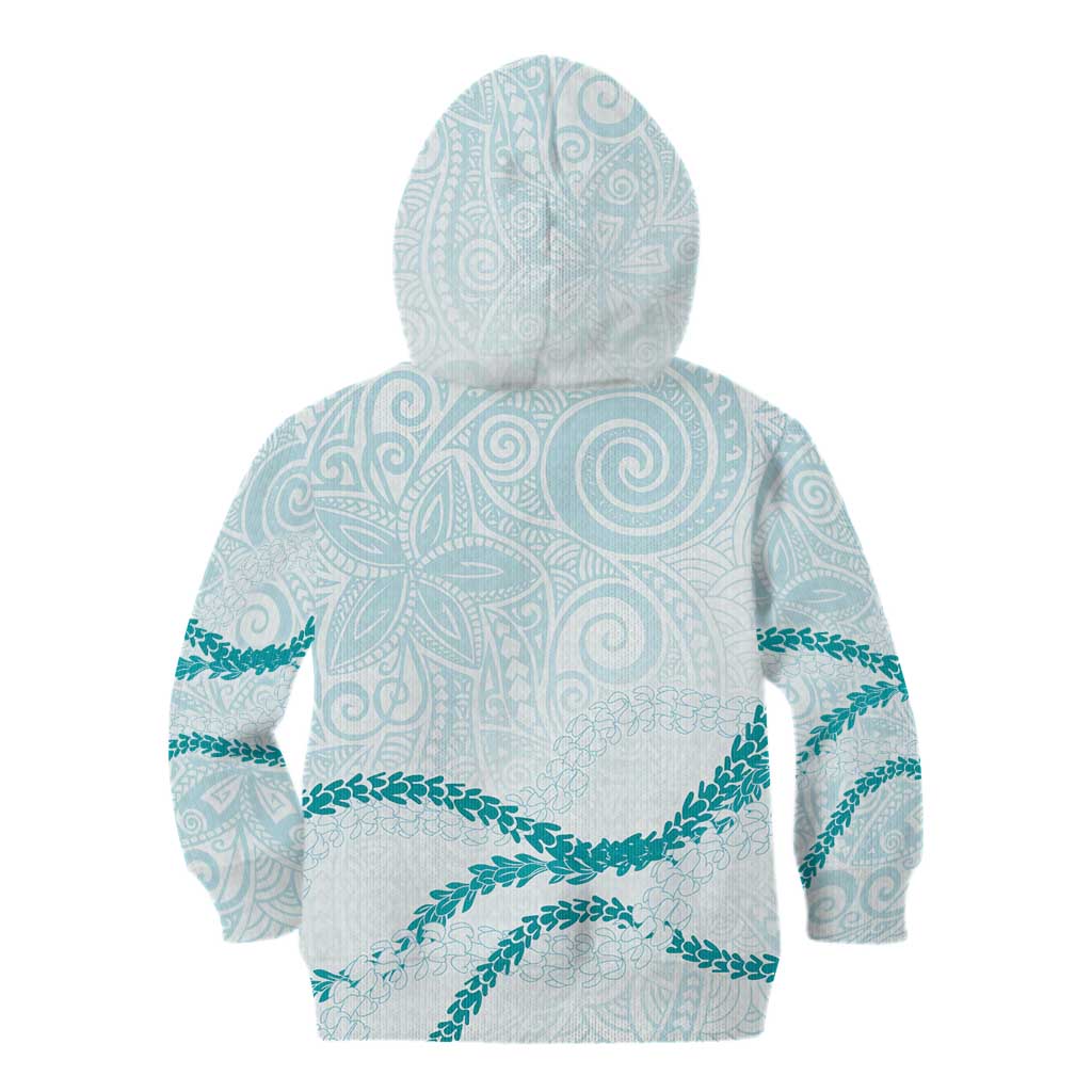 Aloha Lei Mikioi Kid Hoodie Teal Polynesian Tribal Tatau Pattern LT9 - Polynesian Pride