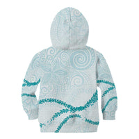 Aloha Lei Mikioi Kid Hoodie Teal Polynesian Tribal Tatau Pattern LT9 - Polynesian Pride