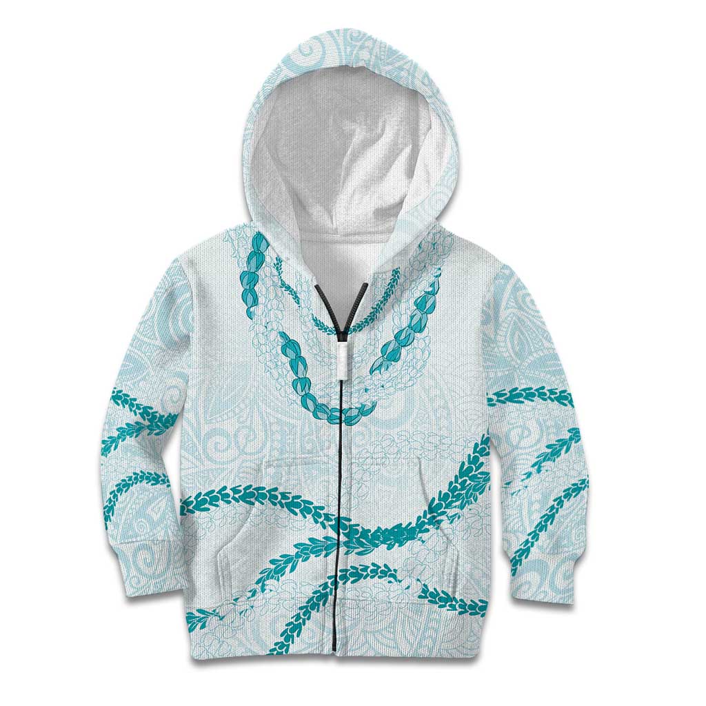 Aloha Lei Mikioi Kid Hoodie Teal Polynesian Tribal Tatau Pattern LT9 Zip Hoodie Teal - Polynesian Pride