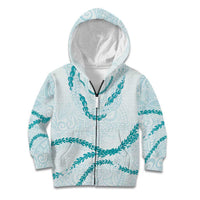 Aloha Lei Mikioi Kid Hoodie Teal Polynesian Tribal Tatau Pattern LT9 Zip Hoodie Teal - Polynesian Pride