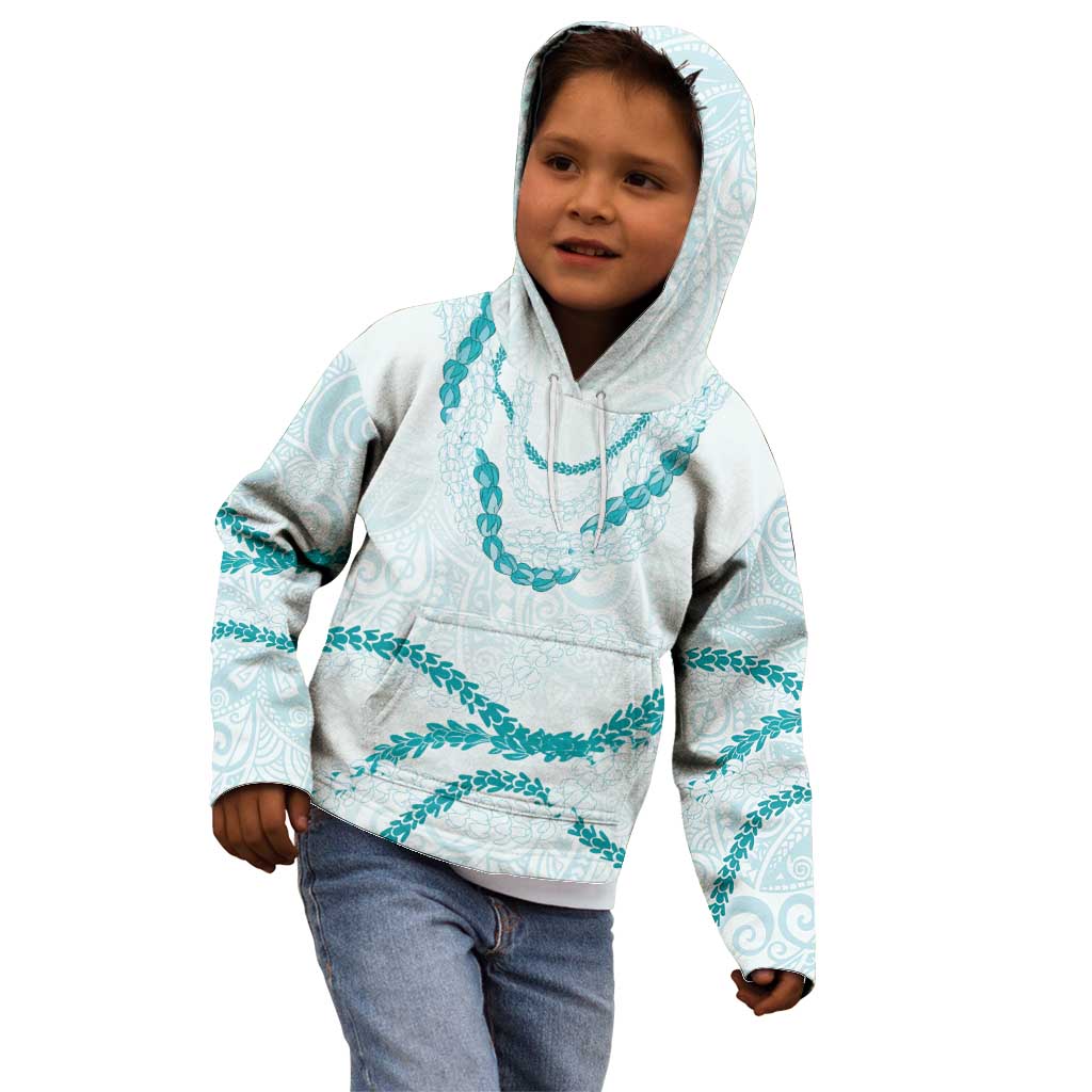Aloha Lei Mikioi Kid Hoodie Teal Polynesian Tribal Tatau Pattern LT9 - Polynesian Pride