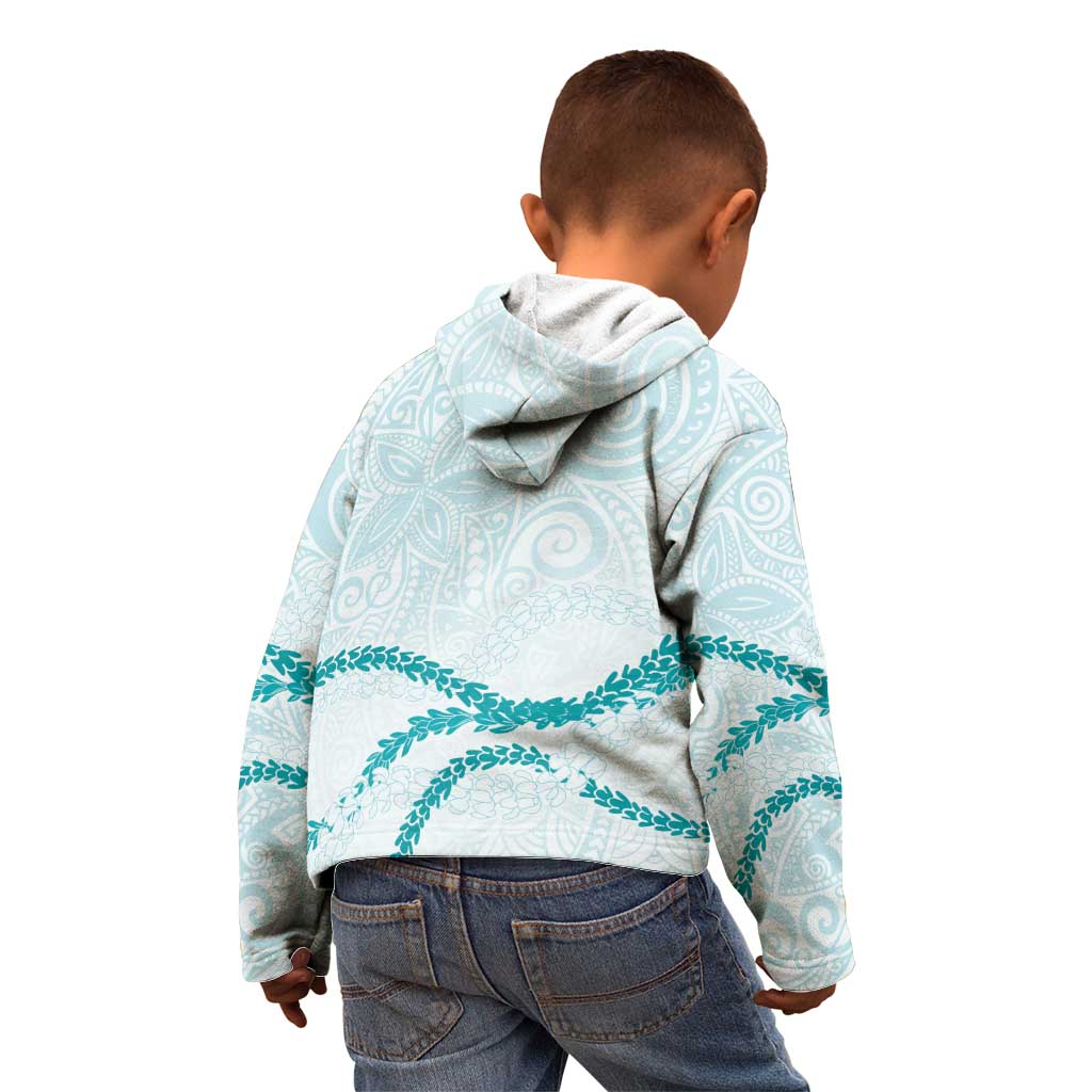 Aloha Lei Mikioi Kid Hoodie Teal Polynesian Tribal Tatau Pattern LT9 - Polynesian Pride