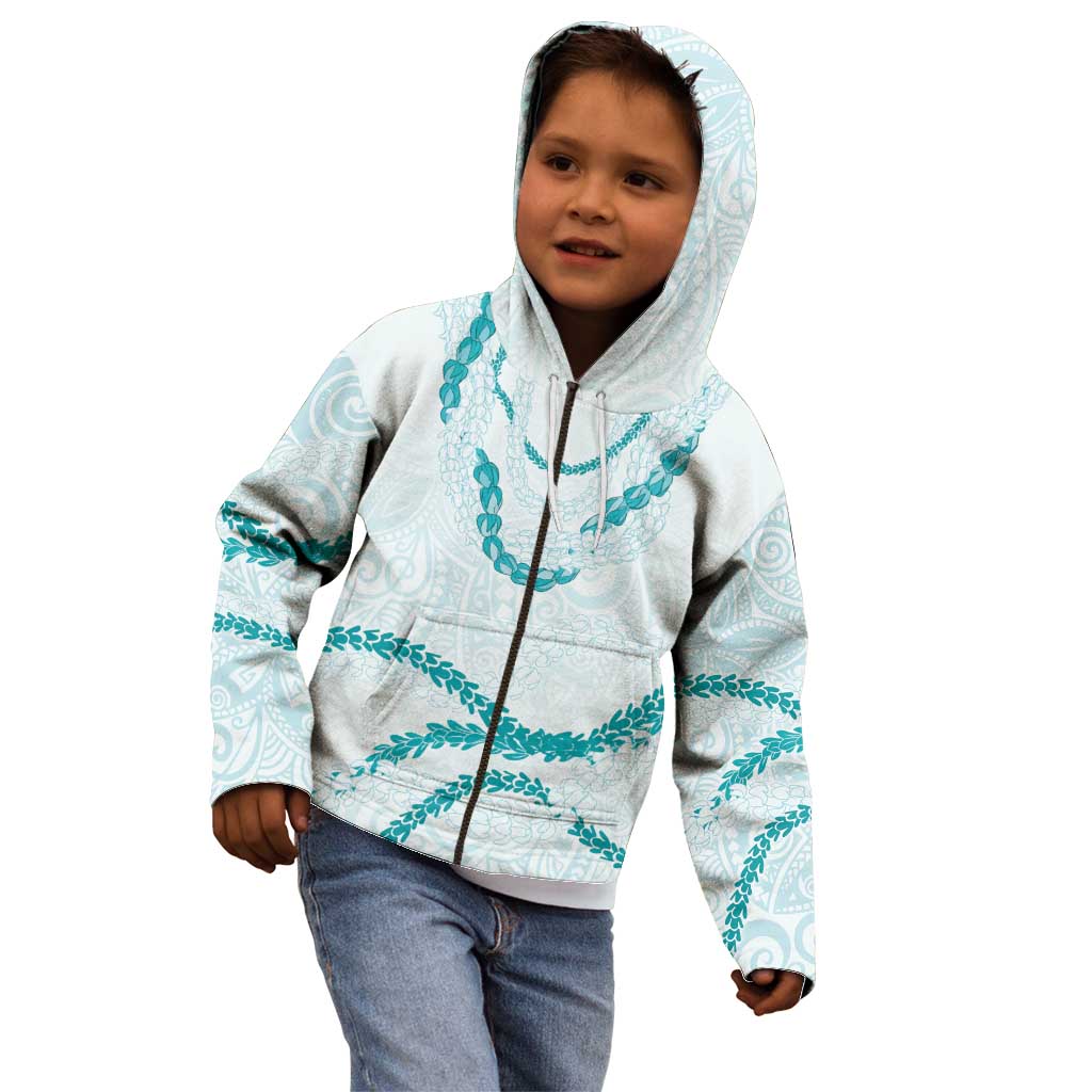 Aloha Lei Mikioi Kid Hoodie Teal Polynesian Tribal Tatau Pattern LT9 - Polynesian Pride