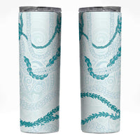Aloha Lei Mikioi Skinny Tumbler Teal Polynesian Tribal Tatau Pattern