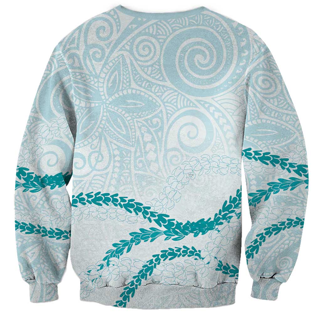 Aloha Lei Mikioi Sweatshirt Teal Polynesian Tribal Tatau Pattern
