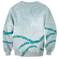 Aloha Lei Mikioi Sweatshirt Teal Polynesian Tribal Tatau Pattern