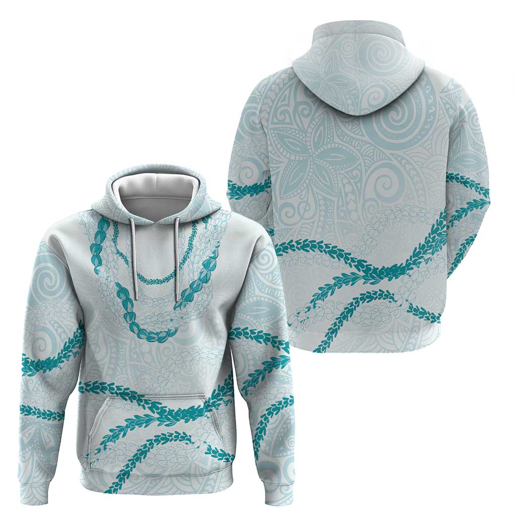 Aloha Lei Mikioi Zip Hoodie Teal Polynesian Tribal Tatau Pattern
