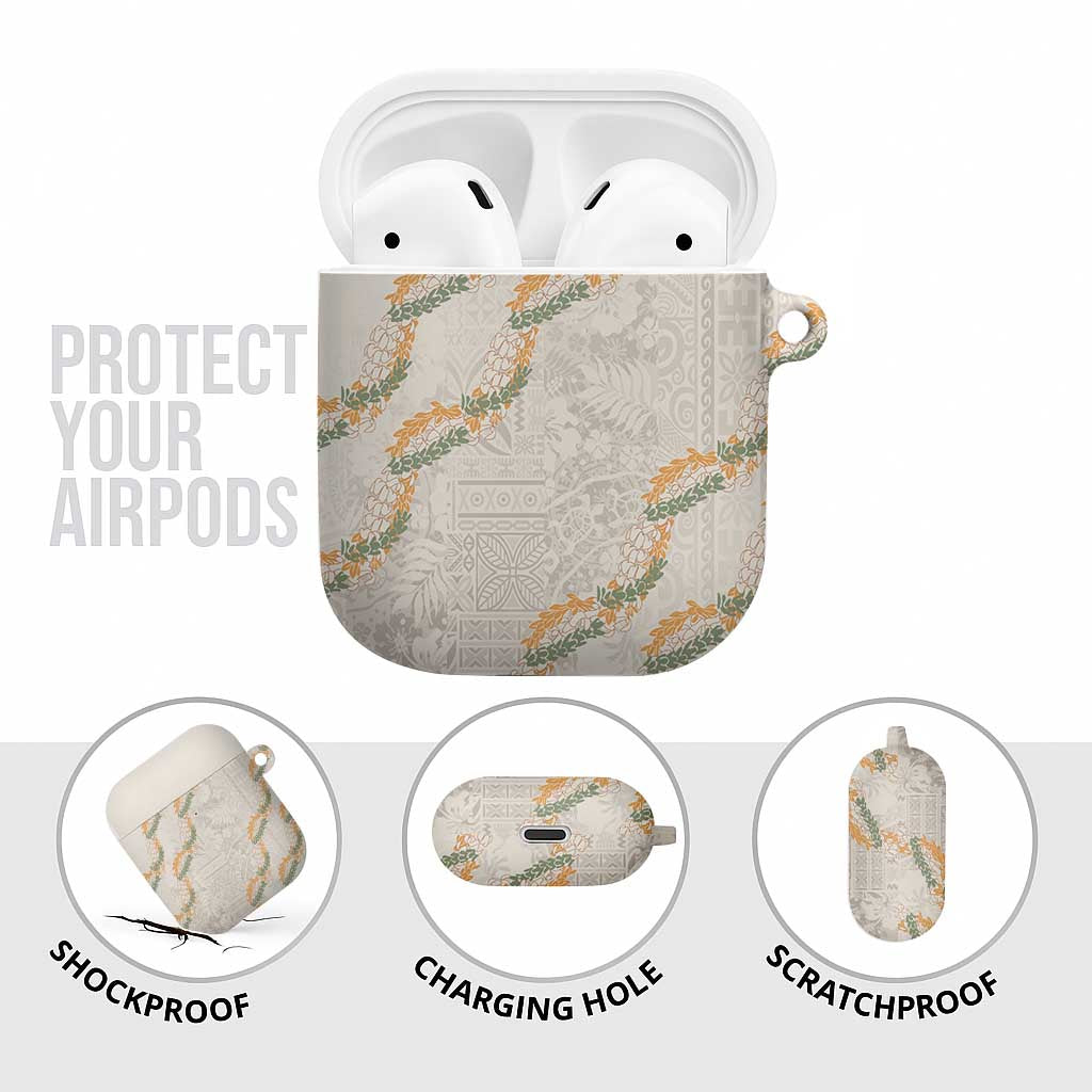Aloha Pakalana and Puakenikeni Lei AirPods Case Beige Hawaiian Pattern - Polynesian Pride