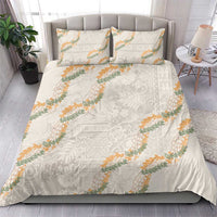 Aloha Pakalana and Puakenikeni Lei Bedding Set Beige Hawaiian Pattern