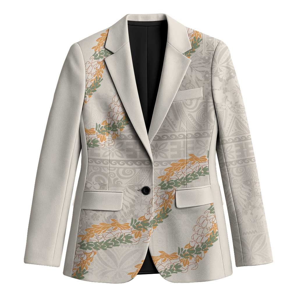 Aloha Pakalana and Puakenikeni Lei Blazer Beige Hawaiian Pattern - Polynesian Pride