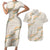 Aloha Pakalana and Puakenikeni Lei Couples Matching Short Sleeve Bodycon Dress and Hawaiian Shirt Beige Hawaiian Pattern