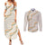 Aloha Pakalana and Puakenikeni Lei Couples Matching Summer Maxi Dress and Long Sleeve Button Shirt Beige Hawaiian Pattern