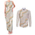 Aloha Pakalana and Puakenikeni Lei Couples Matching Tank Maxi Dress and Long Sleeve Button Shirt Beige Hawaiian Pattern