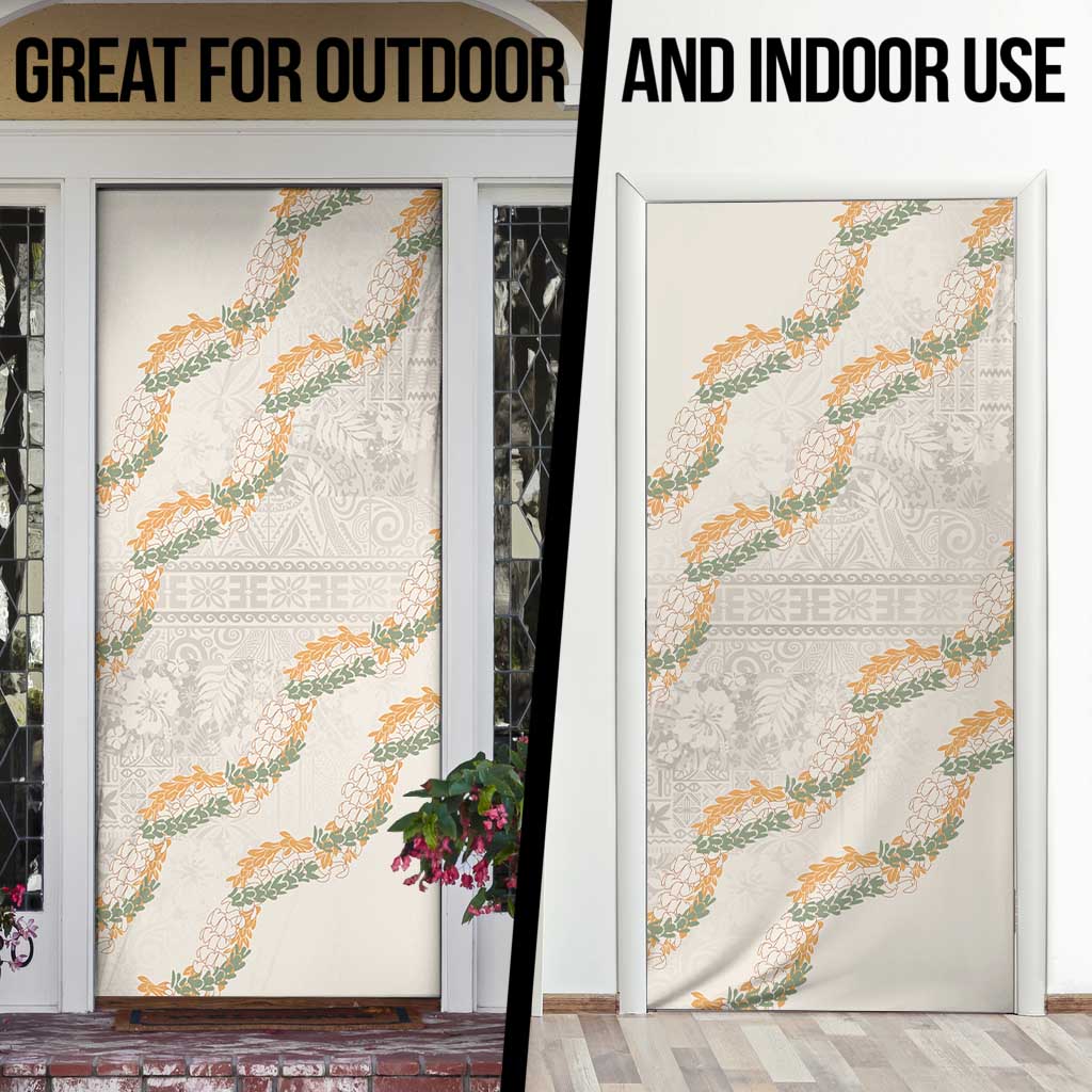 Aloha Pakalana and Puakenikeni Lei Door Cover Beige Hawaiian Pattern - Polynesian Pride