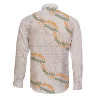 Aloha Pakalana and Puakenikeni Lei Family Matching Mermaid Dress and Hawaiian Shirt Beige Hawaiian Pattern