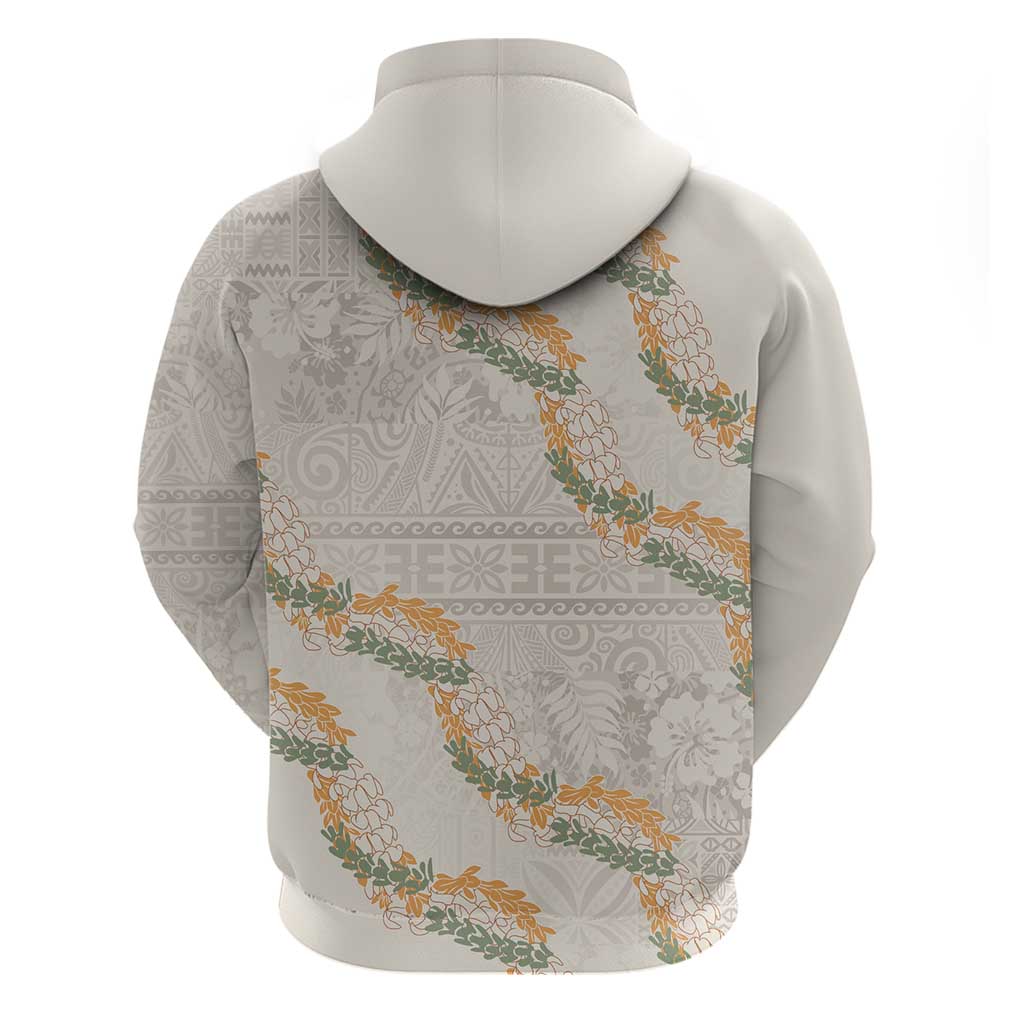 Aloha Pakalana and Puakenikeni Lei Hoodie Beige Hawaiian Pattern