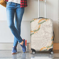 Aloha Pakalana and Puakenikeni Lei Luggage Cover Beige Hawaiian Pattern