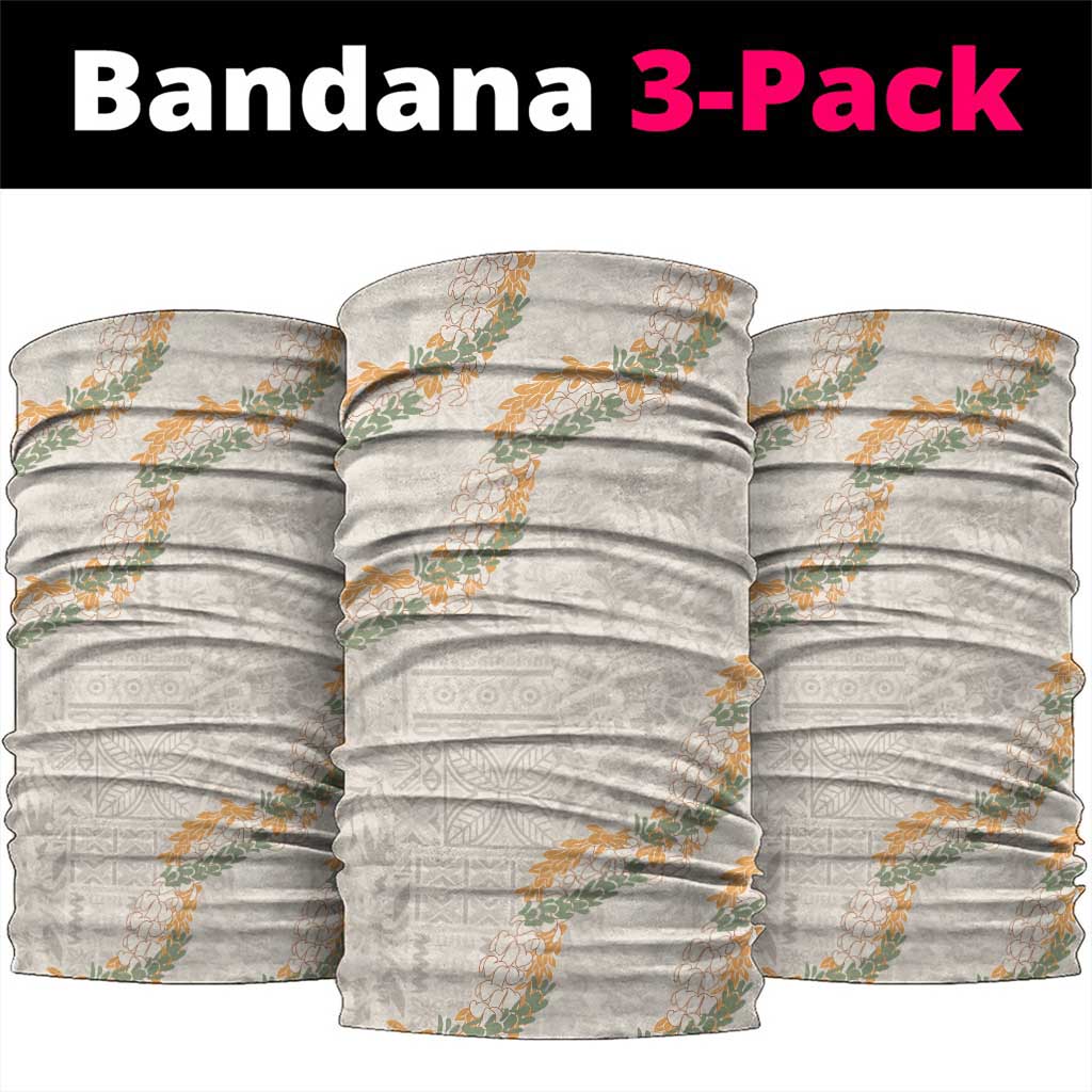 Aloha Pakalana and Puakenikeni Lei Neck Gaiter Beige Hawaiian Pattern - Polynesian Pride