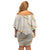 Aloha Pakalana and Puakenikeni Lei Off Shoulder Short Dress Beige Hawaiian Pattern