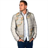 Aloha Pakalana and Puakenikeni Lei Padded Jacket Beige Hawaiian Pattern - Polynesian Pride