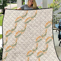 Aloha Pakalana and Puakenikeni Lei Quilt Beige Hawaiian Pattern