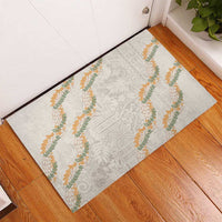 Aloha Pakalana and Puakenikeni Lei Rubber Doormat Beige Hawaiian Pattern