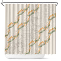 Aloha Pakalana and Puakenikeni Lei Shower Curtain Beige Hawaiian Pattern
