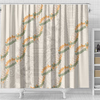 Aloha Pakalana and Puakenikeni Lei Shower Curtain Beige Hawaiian Pattern