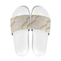 Aloha Pakalana and Puakenikeni Lei Slide Sandals Beige Hawaiian Pattern - Polynesian Pride